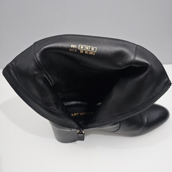 Stuart Weitzman Flareblock 60 Ankle Boot Womens 10 Black Leather Zip Block Heel - Picture 11 of 15